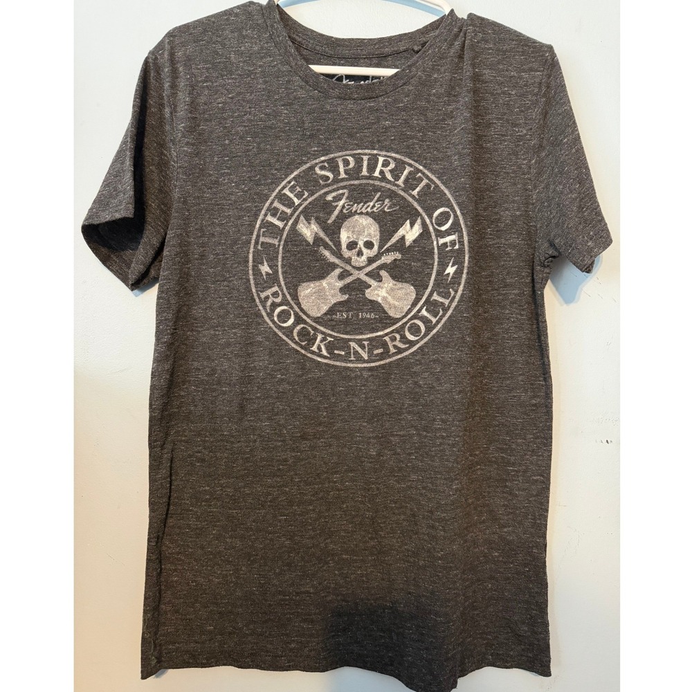 Fender The Spirit of Rock-N-Roll Graphic T-Shirt Charcoal Gray Small   0291‎